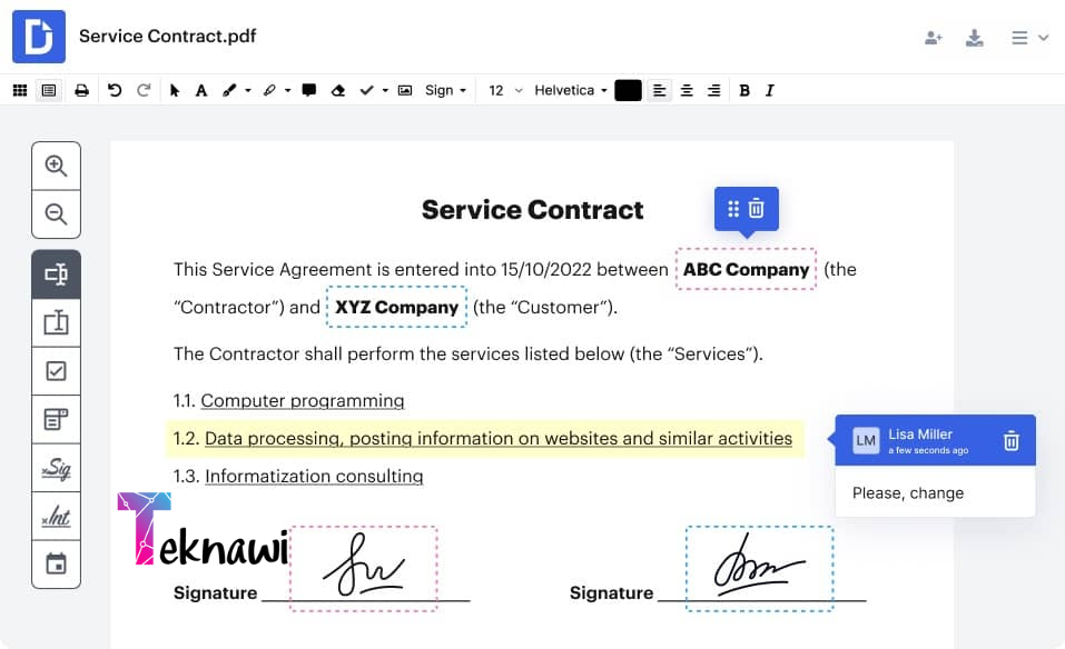 برنامج DocuHub من برامج تعديل ملفات PDF لتعديل التوقيع 