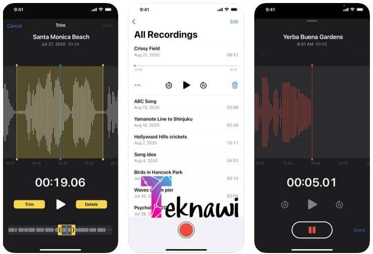 برنامج Voice Memos أفضل  برامج تسجيل الصوت للأيفون مسجل الصوت الاصلي 