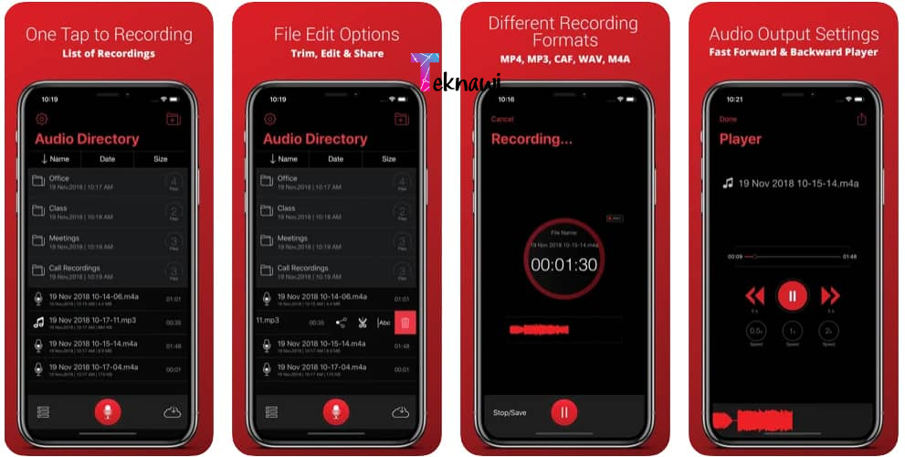 برنامج Recorder Plus: Voice Recorder أحد برامج تسجيل الصوت للأيفون والتعديل عليها 