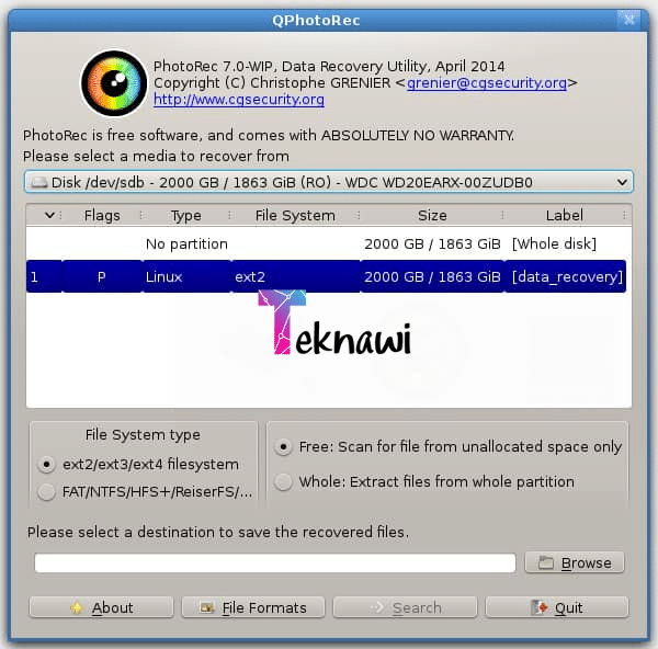 برنامج Photorec من أفضل برامج استرجاع الصور المحذوفة